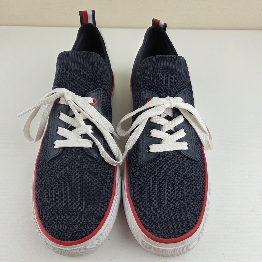Tommy Hilfiger Gessie Stretch Knit Sneakers Casual Lace Up Navy Blue Womens Sz 7 - Picture 4 of 12